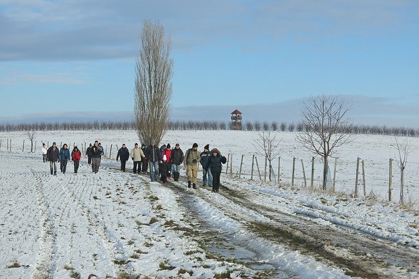  Těšánky - přesun ke studánce Hubertka v pozadí rozhledna Zdenička   Foto: Stanislav Plachý