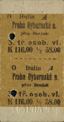  výdejna Hulín A, prodána 4.VII.1941 (sbírka P. Eliáš)