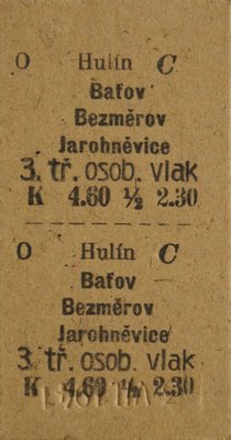 výdejna Hulín C, prodána 3.VII.1941 (sbírka P. Eliáš)